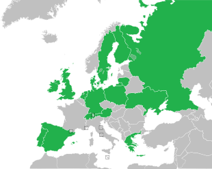 Um mapa colorido dos países da Europa