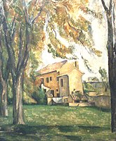Paul Cézanne, Farmhouse and Chestnut Trees at Jas de Bouffan, 1885–1887