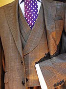 Edwardian-style Windowpane tweed suit worn in England in the early 2010s