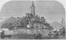 Golden Island on the Yangtze near Zhenjiang in Jiangsu, as it was in the mid-19th century[50]