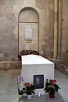 Sarcophagus of Áron Márton in St. Michael's Cathedral, Alba Iulia, after the reinternment of his remains in 2016