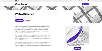 Homepage di Web of Science nel 2021