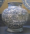 Jar with reserved decoration on a dark cobalt ground, c. 1480
