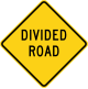 U.S. divided road ahead sign.