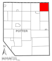 Map of Potter County, Pennsylvania highlighting Harrison Township