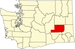 Map of Washington highlighting Adams County