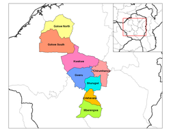 Gokwe South District (orange) in Midlands
