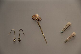 Ming Gold Earrings and Hairpin
