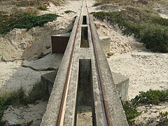 Decauville track on a small bridge, Costa da Caparica, Portugal