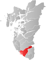 Mapa do condado de Rogaland com Eigersund em destaque.