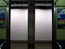 Rain from drainage pipes entering a subway car