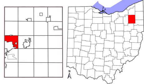 Combination map of Ohio and Portage County with Franklin Township highlighted.