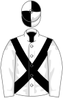 White, black cross-belts, white sleeves, white cap, black quartered