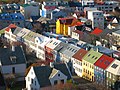 Colourful rooftops line Reykjavík