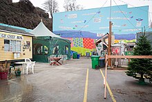 Photograph of food carts on a parking lot