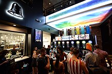 The downstairs interior of the Taco Bell Cantina flagship store in Las Vegas, Nevada.