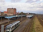 Bahnhof Cheb, vorn ein Desiro-Triebwagen der Vogtlandbahn, 2009