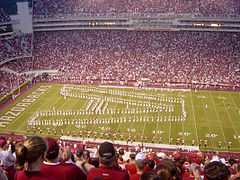 The Razorback Marching Band in formation