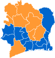 2010 Ivorian presidential election by region (Second Round)