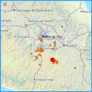 Map of earthquakes as of 22 September Red mark indicates the mainshock