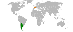 Map indicating locations of Argentina and France