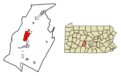 Location of Altoona in Blair County, Pennsylvania.