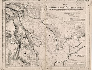 Survey of the Potomac showing the Potomac Bridge in 1837
