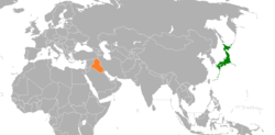 JapanとIraqの位置を示した地図