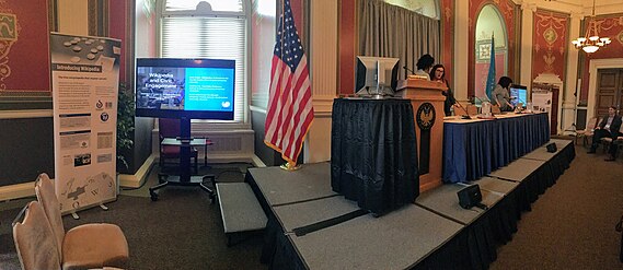 Wikimedia DC members Kelly Doyle, Rosie Stephenson-Goodknight and Andrew Lih gave a presentation at the Library of Congress for the Association of Centers for the Study of Congress regarding Wikipedia and Civic Engagement. May 12, 2017