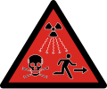 2007 ISO radioactivity danger symbol intended for IAEA Category 1, 2 and 3 sources defined as dangerous sources capable of death or serious injury.[136]