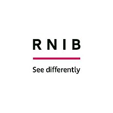 The letters "RNIB" in bold white sans-serif capitals on a teal rectangle where top-left and bottom-right corners are rounded.