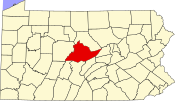 Map showing Centre County in Pennsylvania