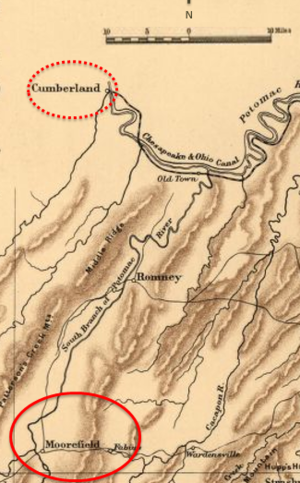 Old map with Moorefield circled