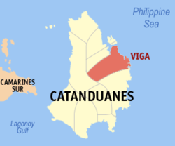 Map of Catanduanes with Viga highlighted