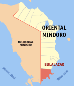 Map of Oriental Mindoro with Bulalacao highlighted