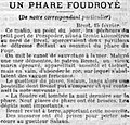 Le phare du Four foudroyé (article dans Le Petit Parisien du 16 février 1899).