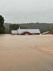 A flooded church near Nunnelly in Hickman County