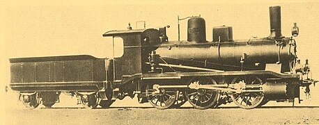 Locomotive 3631 de la Rete Adriatica. Ces locomotives seront ensuite renumérotées sous la désignation Gruppo 215 par les FS.