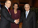 Condolleeza Rice, Ehud Olmert and Mahmoud Abbas