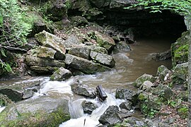 Tributary of the Sainte-Anne River at its exit from the cave of Trou du diable,[15] a few meters from its mouth