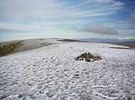 Looking along the summit ridge, from the cairn on the south top. The north top is on the skyline