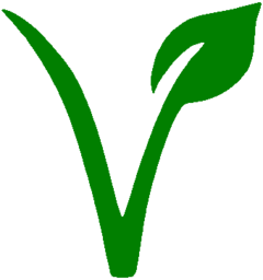 European Vegetarian Union trademark, generally used to indicate 'vegetarian' or 'vegan'