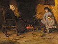 William Gerard Barry, An old woman and children in a cottage interior, 1887