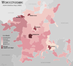 Fig 2: The County of Worcestershire (1832)