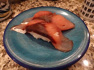 Nigirizushi with raw amberjack