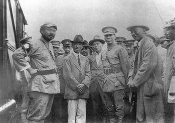 Chiang Kai-shek conferred with Feng Yuxiang in Xuzhou, 1927