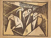 Albert Gleizes, 1915, Retour de Bois-le-Prêtre, wood engraving, 39 x 50 cm, published in Le mot, n. 20, 1 July 1915