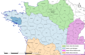 Localisation du département du Morbihan sur la carte des bassins hydrographiques français