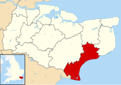 Folkestone and Hythe shown within Kent