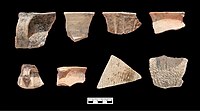 Ganggangwa site pottery shards, Xichengyi culture, 2000-1600 BCE